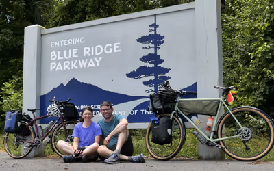 Nick and Carrie on a bike tour on the Blue Ridge Parkway