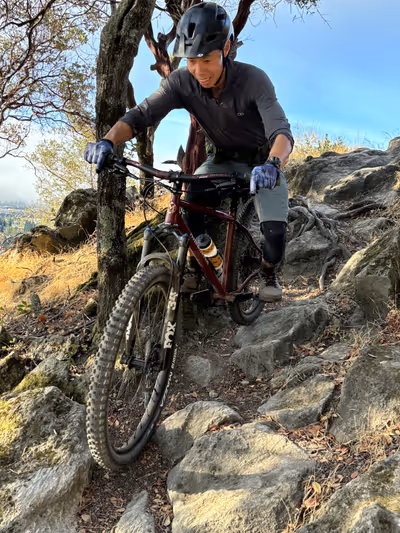Amiel riding his hardtail in California
