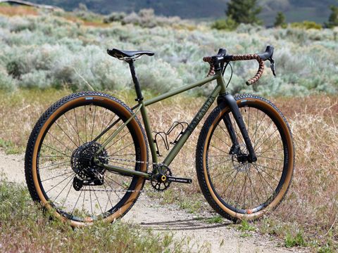 Custom steel gravel bike with clearance for XC race tires